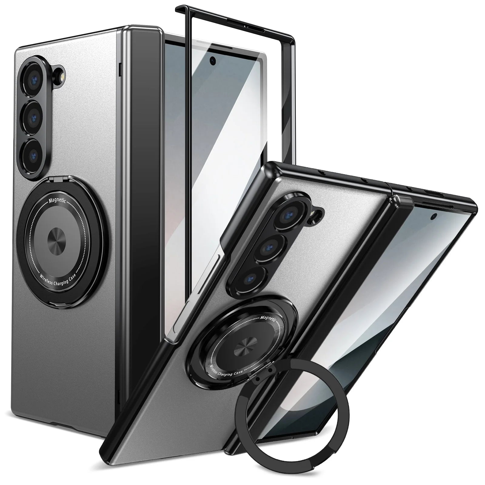 Aluminum Alloy Plate Z Fold 7/6/5/4 Phone Case With 360° Rotatable Magnet