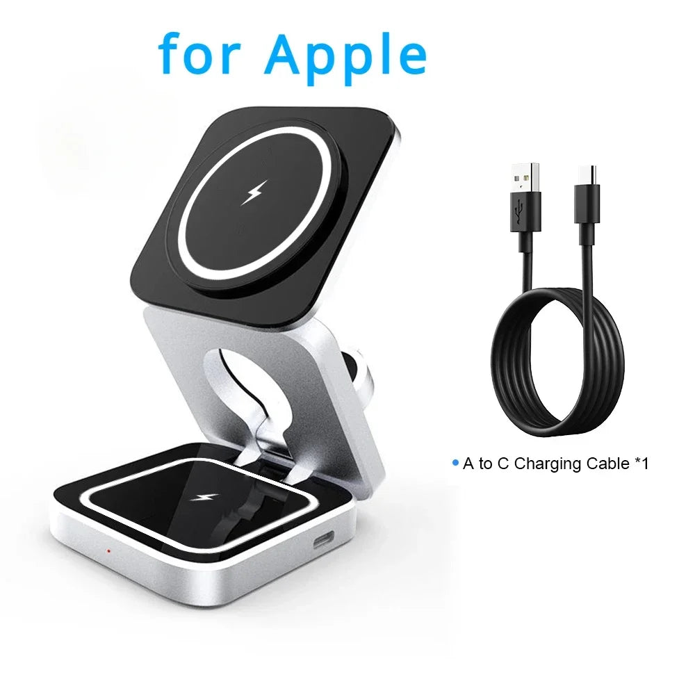 3 in 1  Wireless Charger Fast Charging Station Stand IPhone 15/14/13/12 Pro Max Watch Airpods for Iphone/Gaxlay Charger