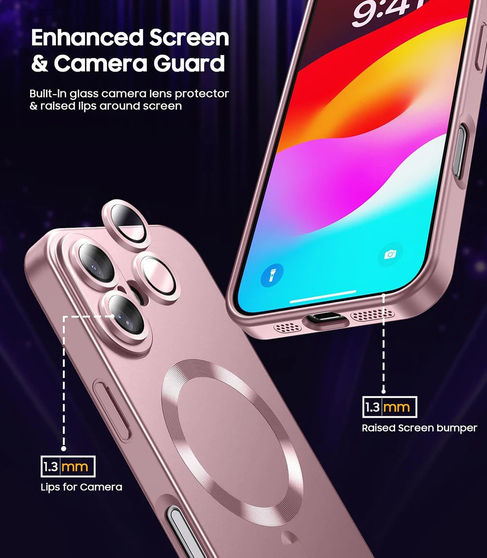 Magnetic charger Cases For iPhone 16/15/14/13/12/11 Pro Max Plus Case Camera Back Cover Accessories