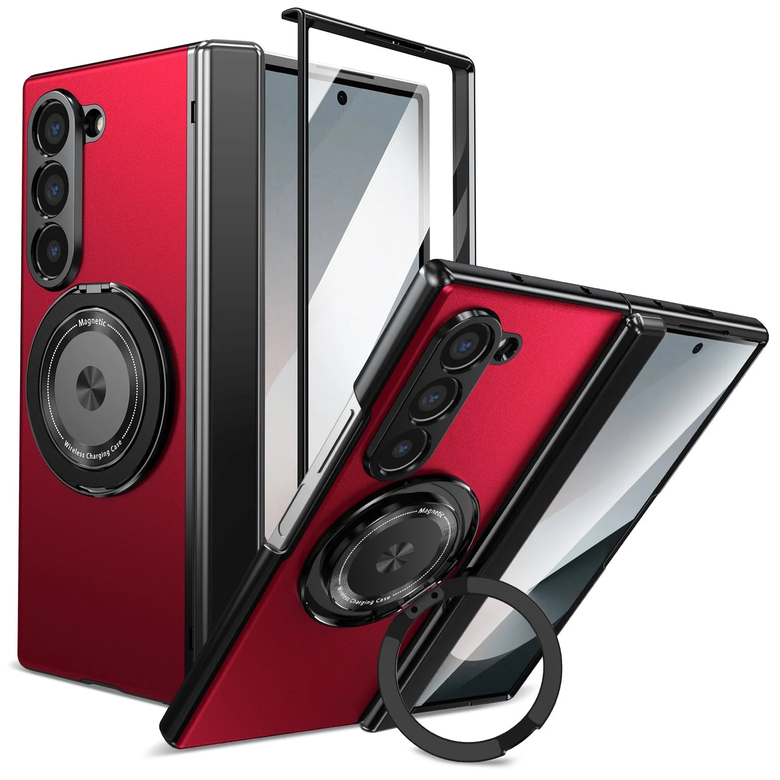 Aluminum Alloy Plate Z Fold 7/6/5/4 Phone Case With 360° Rotatable Magnet