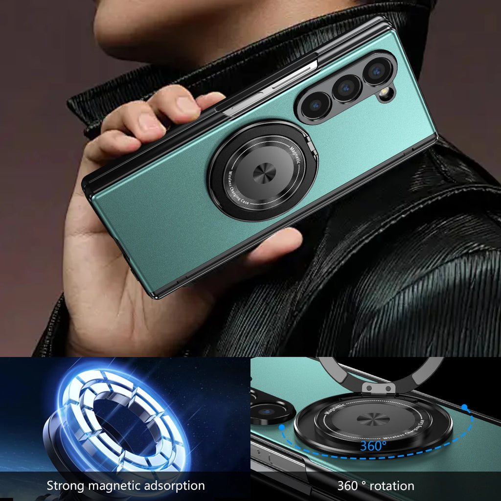 Aluminum Alloy Plate Z Fold 7/6/5/4 Phone Case With 360° Rotatable Magnet