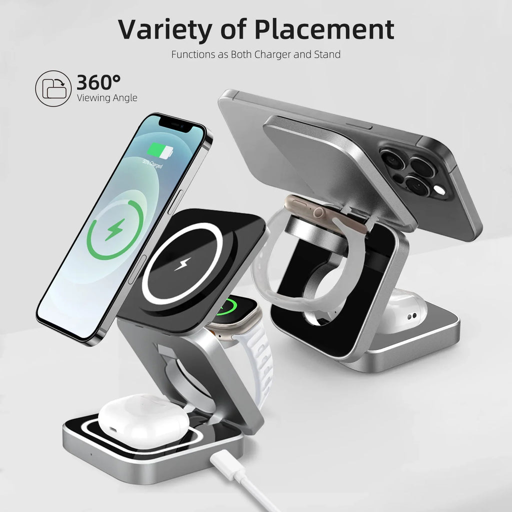 3 in 1  Wireless Charger Fast Charging Station Stand IPhone 15/14/13/12 Pro Max Watch Airpods for Iphone/Gaxlay Charger