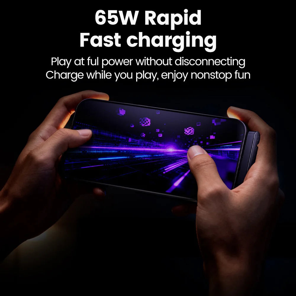 65W USB Fast Charging Cable With Foldable Phone Holder 2-in-1 Type-C Quick Charge