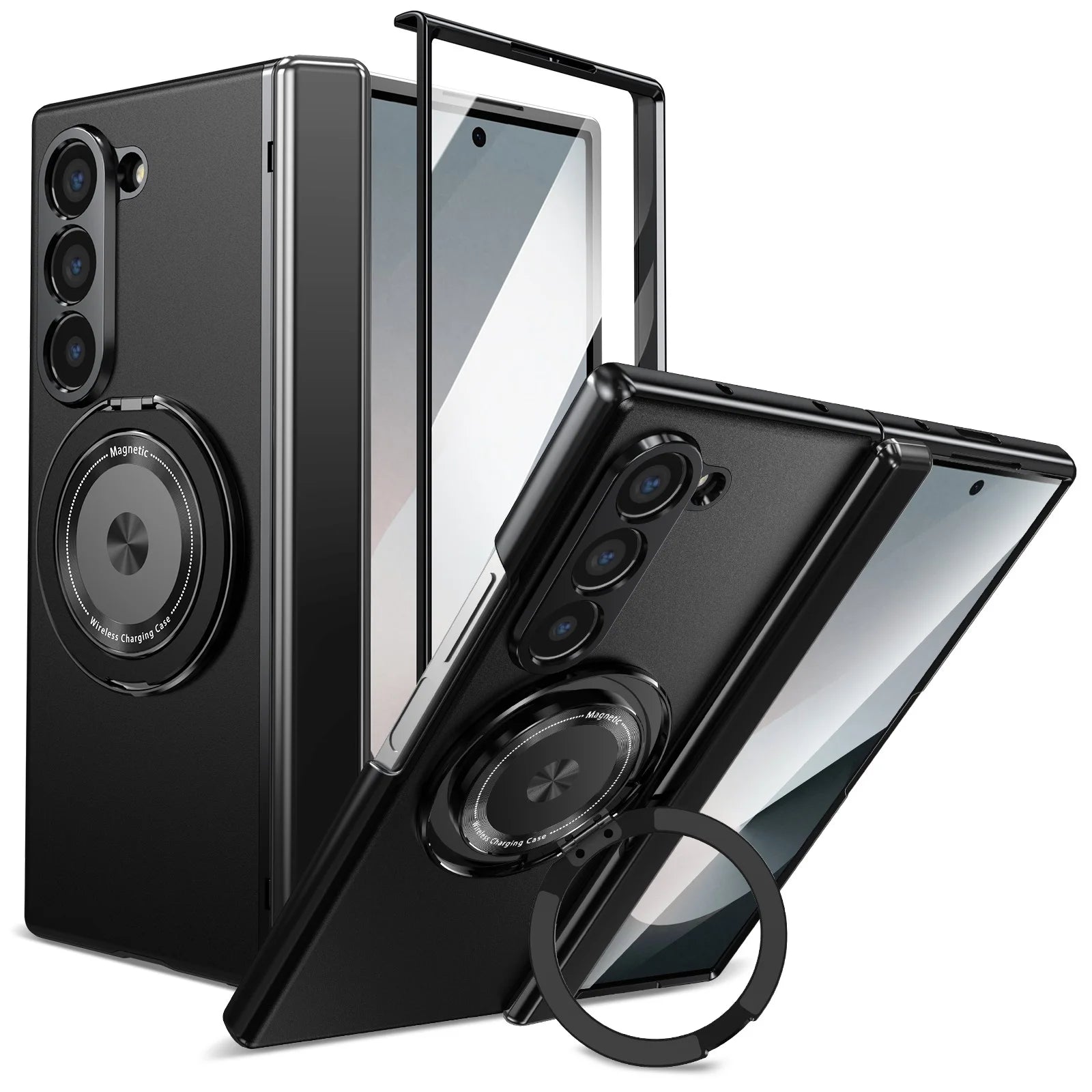 Aluminum Alloy Plate Z Fold 7/6/5/4 Phone Case With 360° Rotatable Magnet