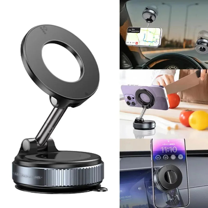 360° Magnetic Vacuum Phone Holder | Foldable MagSafe Car Mount