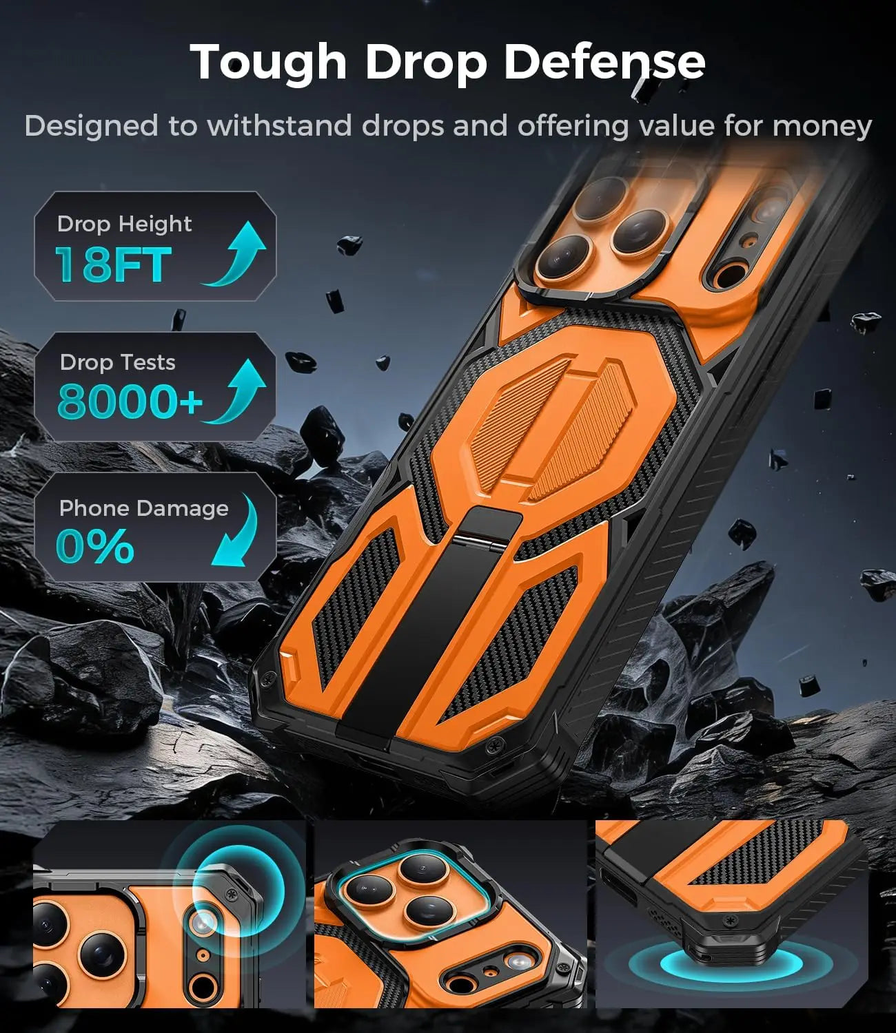 iPhone 17 Pro Max Phone Case with MagSafe Military Grade Heavy Duty Phone Cover