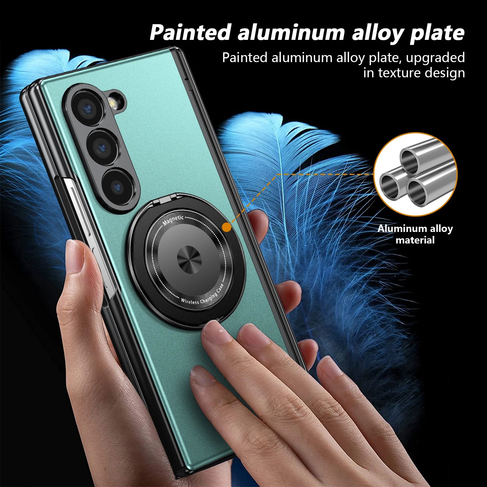Aluminum Alloy Plate Z Fold 7/6/5/4 Phone Case With 360° Rotatable Magnet