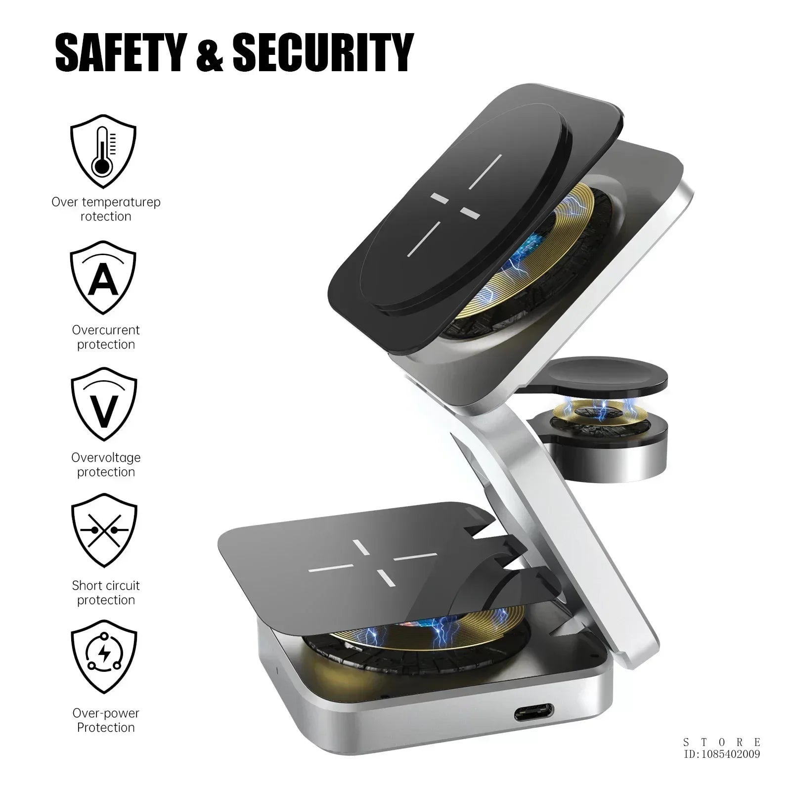 3 in 1  Wireless Charger Fast Charging Station Stand IPhone 15/14/13/12 Pro Max Watch Airpods for Iphone/Gaxlay Charger