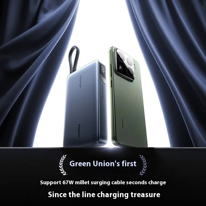 67W Power Bank with Built-in Cable 20000mAh High-Speed Laptop Charger Airplane-Safe super Large Capacity Portable Charger