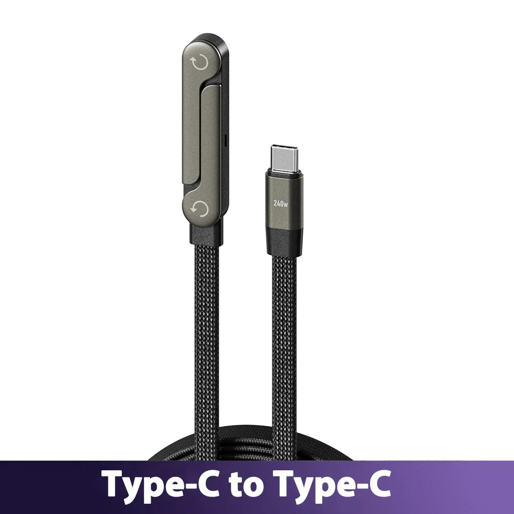 65W USB Fast Charging Cable With Foldable Phone Holder 2-in-1 Type-C Quick Charge