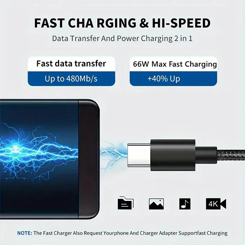 66W 5A USB-C to Type-C Fast Charging