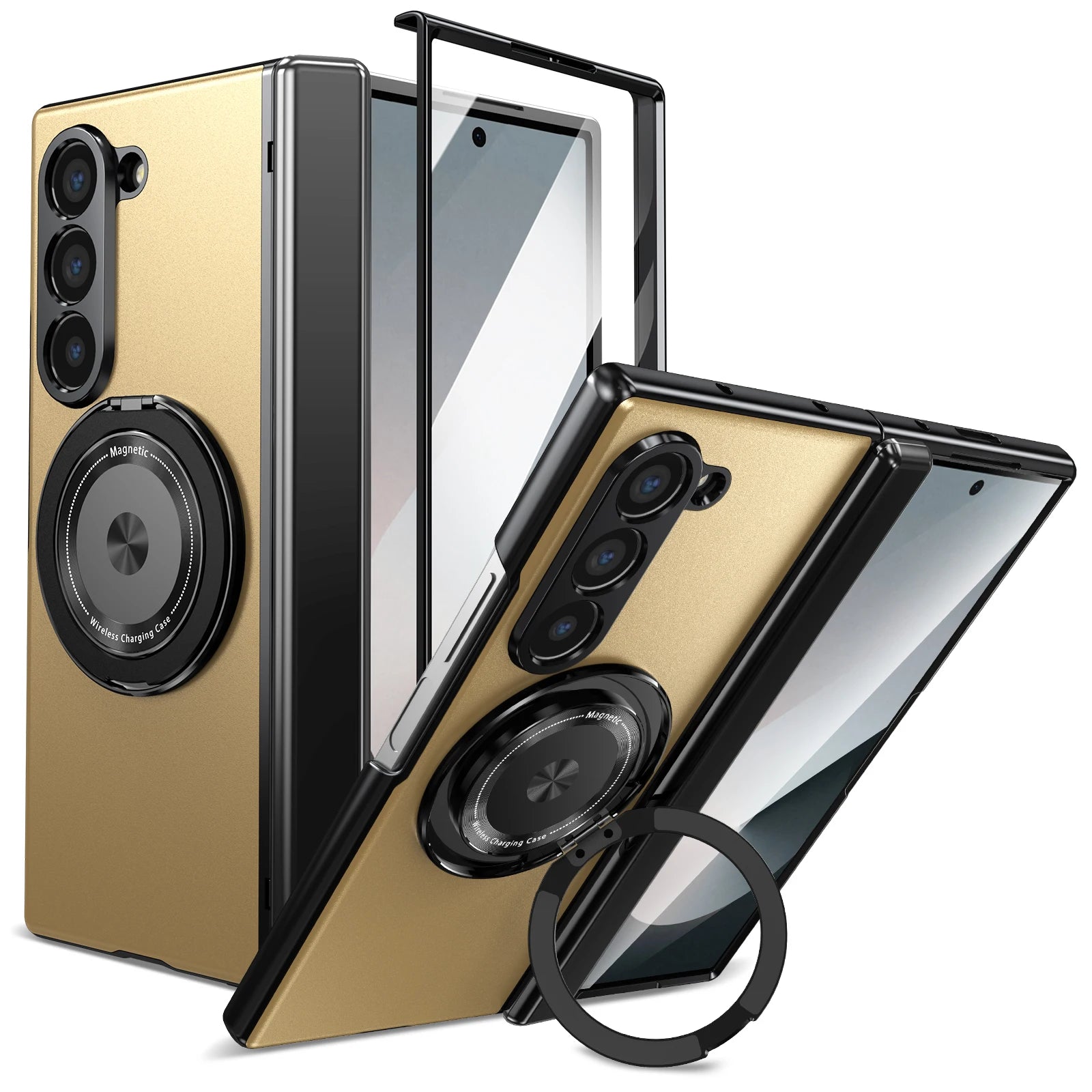 Aluminum Alloy Plate Z Fold 7/6/5/4 Phone Case With 360° Rotatable Magnet