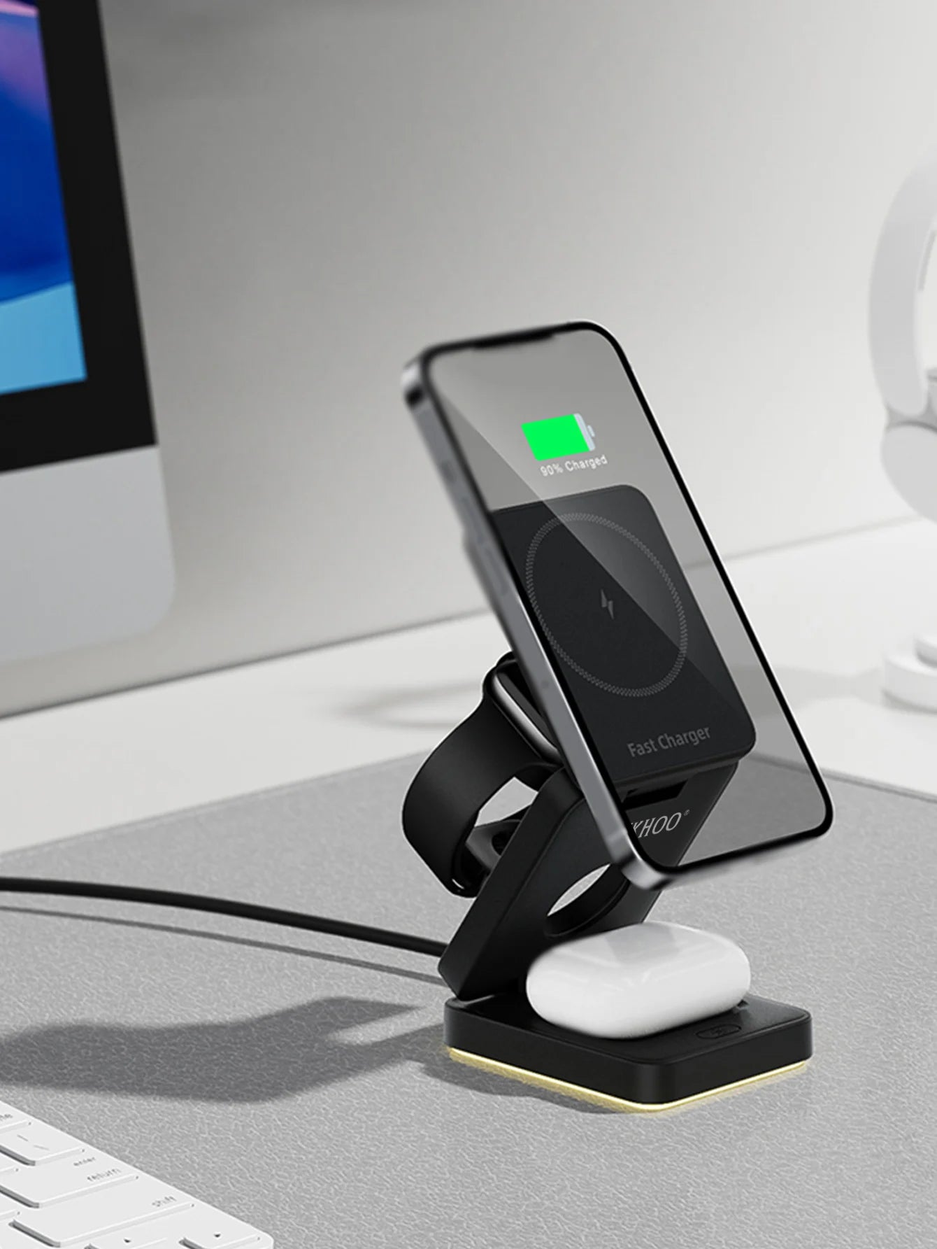 A Wireless Magnetic Charging Dock For Mobile Headphones, Watches, and Phones