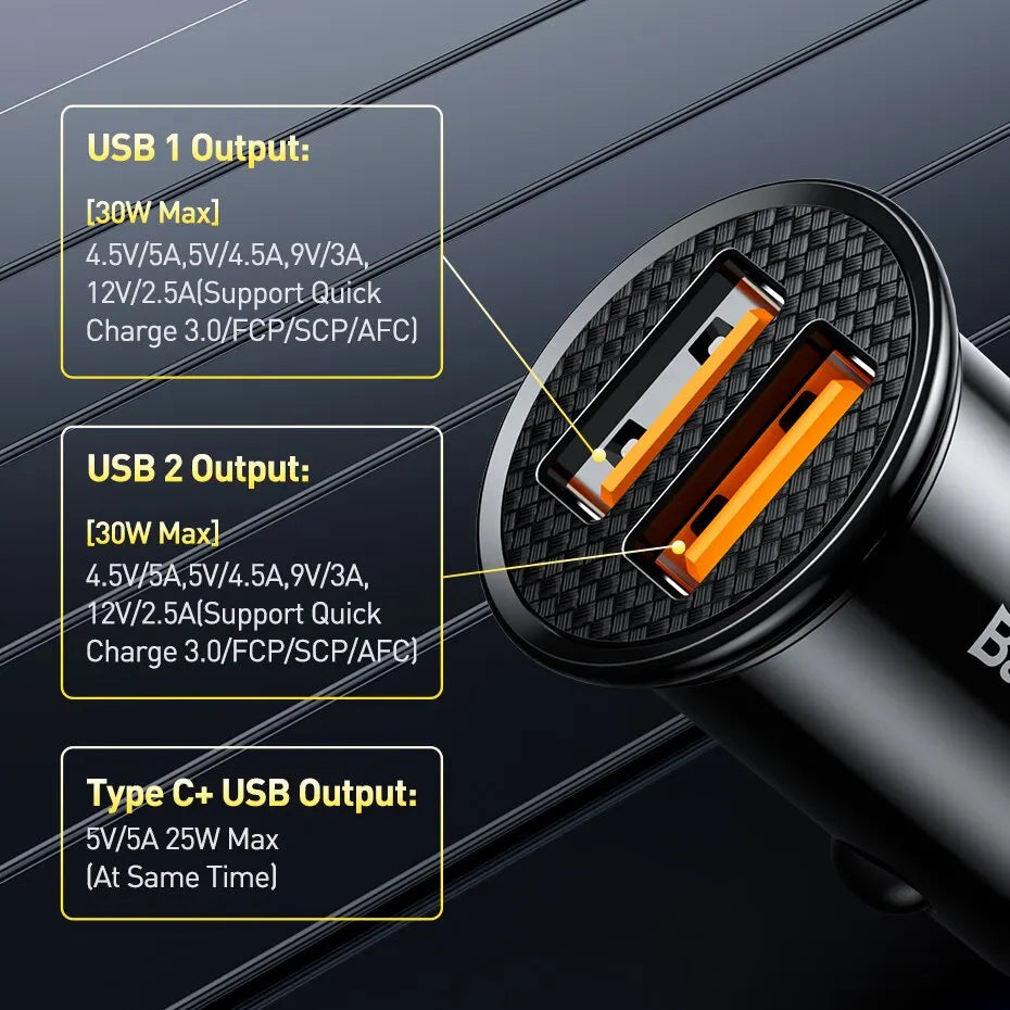 30W USB Car Faster Charger