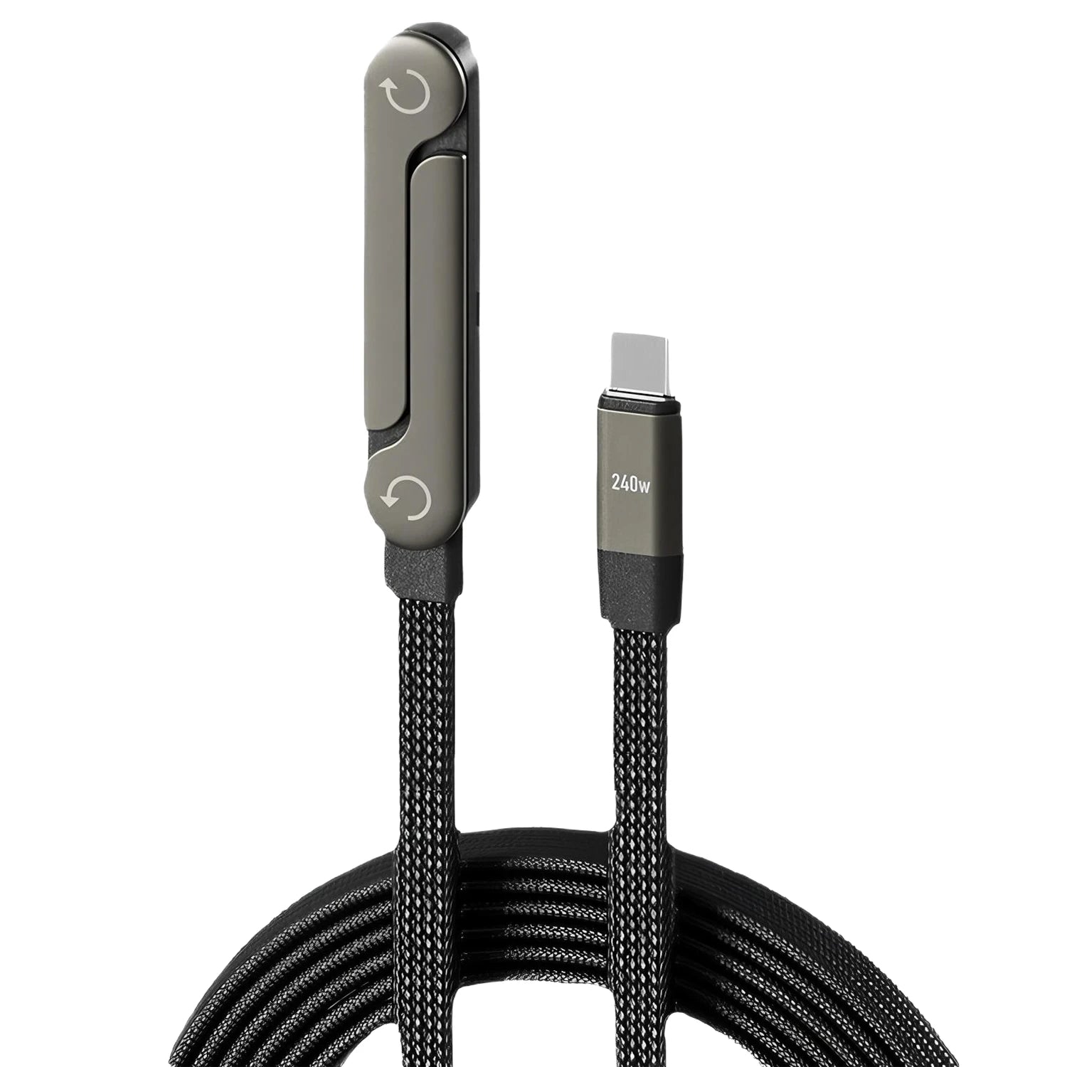 2-in-1 Holder Charger Cable – 240W Fast Charging Cord with Built-In Phone Stand USB Type C to USB-C Cable PD Cable Phone Holder