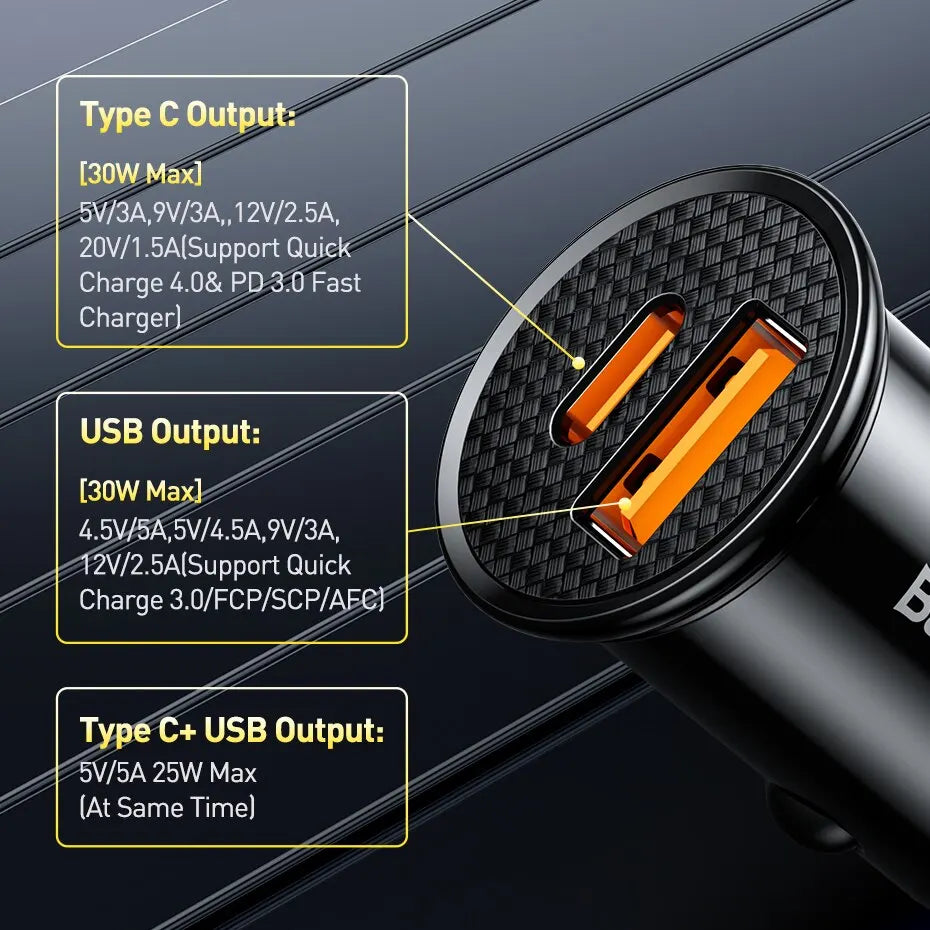 30W USB Car Faster Charger