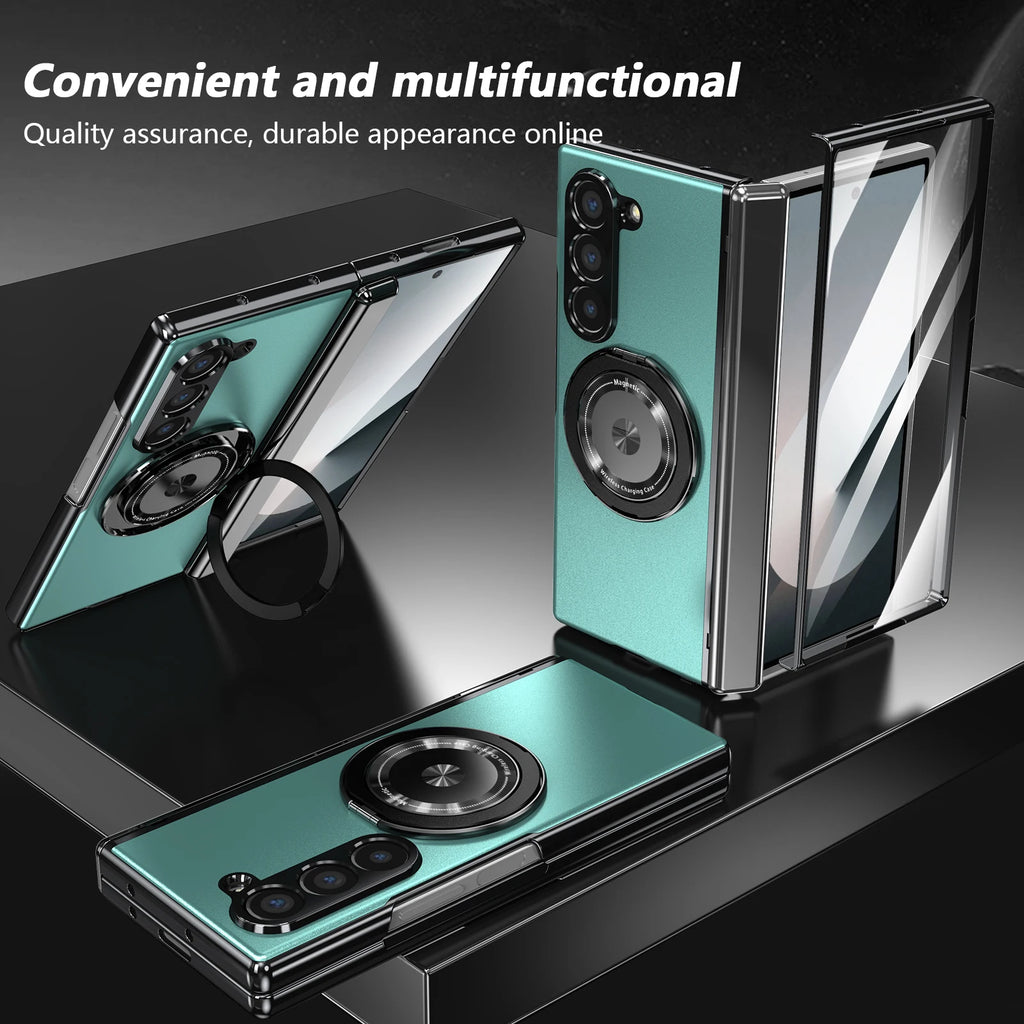 Aluminum Alloy Plate Z Fold 7/6/5/4 Phone Case With 360° Rotatable Magnet