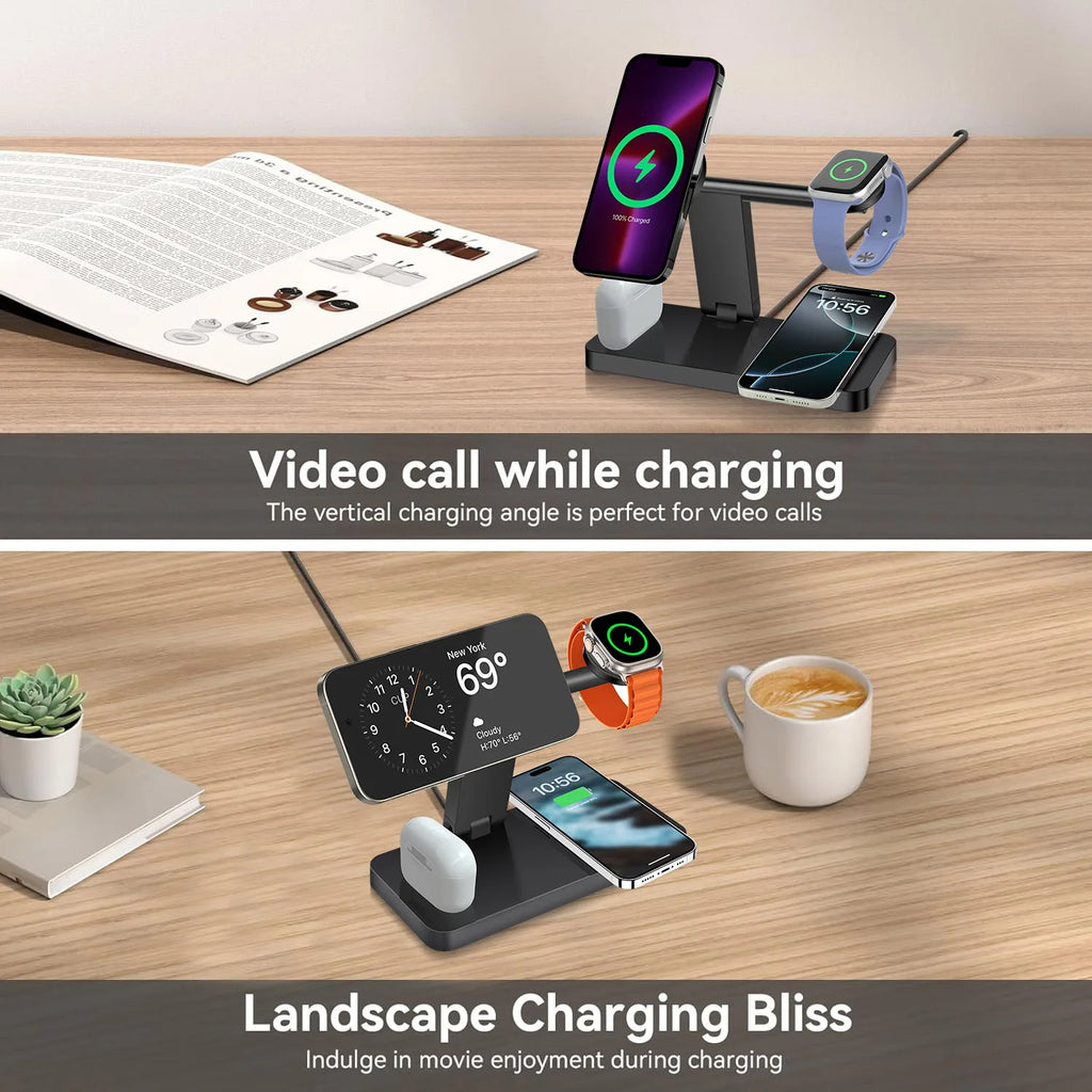 4 in 1 Magnetic Wireless Charger Stand for iPhone 17/16/15/14/13