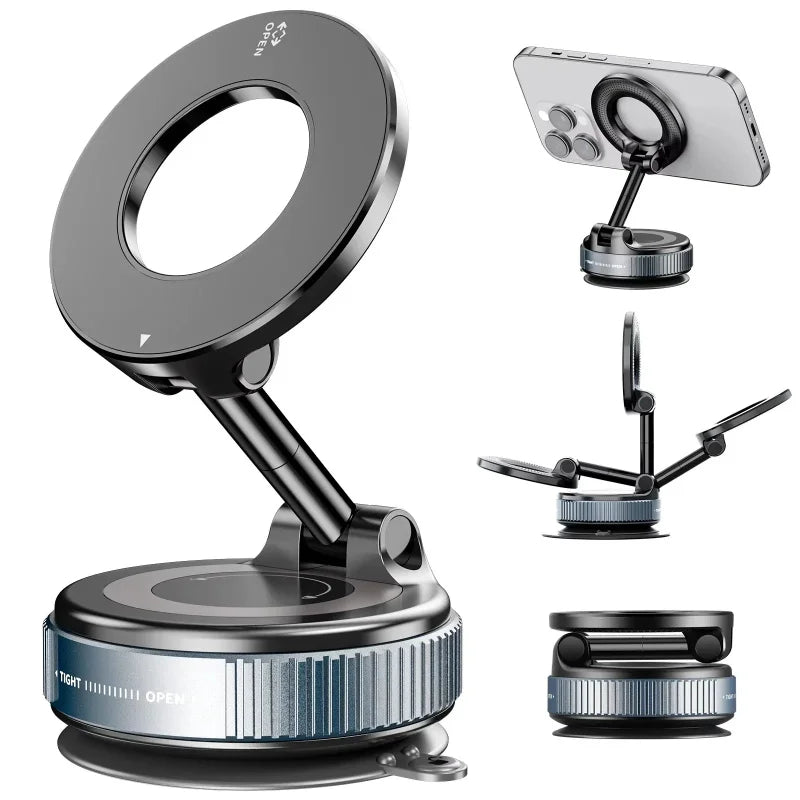 360° Magnetic Vacuum Phone Holder | Foldable MagSafe Car Mount