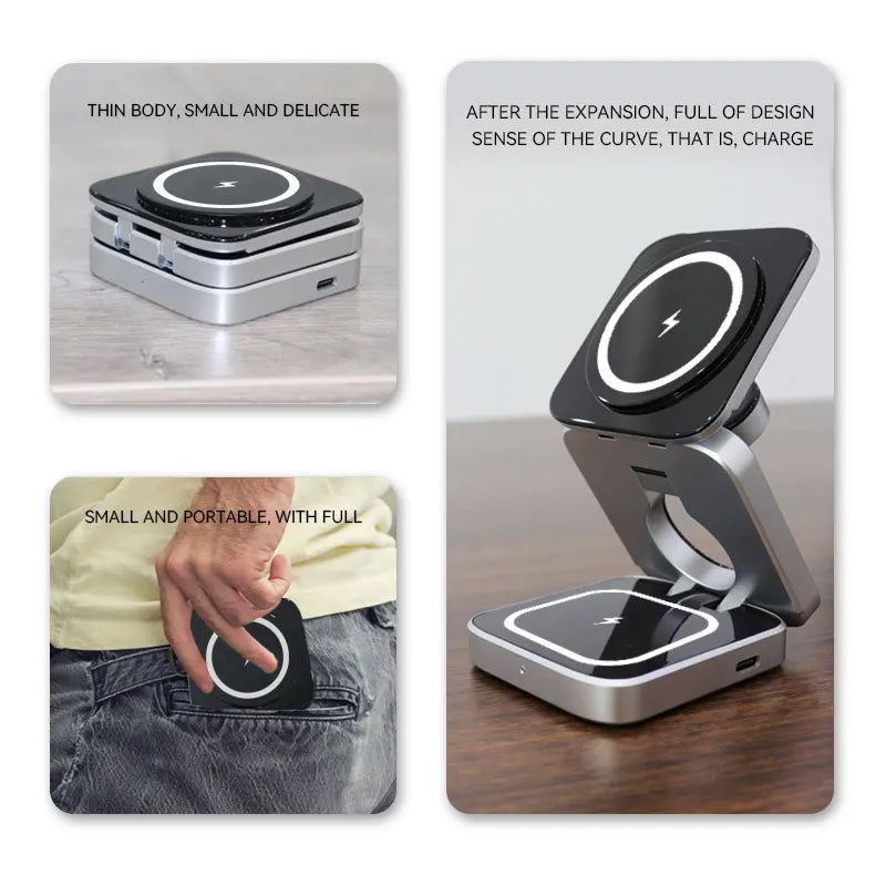 3 in 1  Wireless Charger Fast Charging Station Stand IPhone 15/14/13/12 Pro Max Watch Airpods for Iphone/Gaxlay Charger