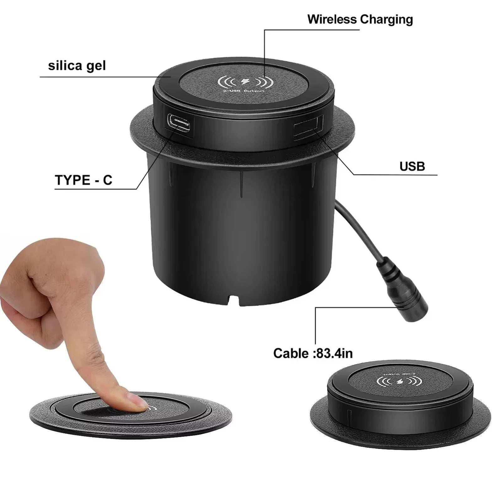 3 in 1 Wireless Charger Built in Type-C USB Ports Desktop Embedded Charging Station for iPhone 17 Xiaomi Airpods Mobile Phone