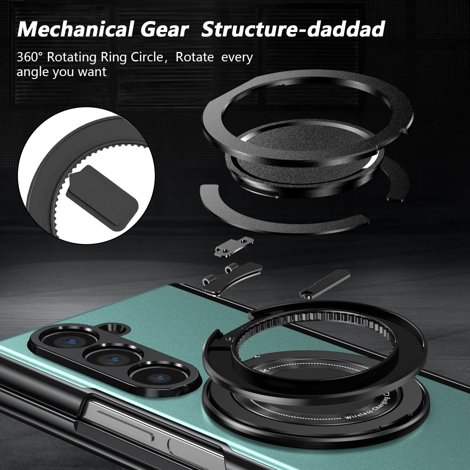 Aluminum Alloy Plate Z Fold 7/6/5/4 Phone Case With 360° Rotatable Magnet